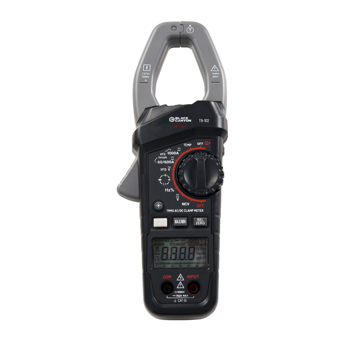 Digital Clamp Meter w/ LCD Display, 1000A, CAT III, Clamp Jaw