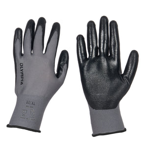 Nitrile Dipped Knit Gloves, 13ga, XL/10, Gray/Black, 12 pairs