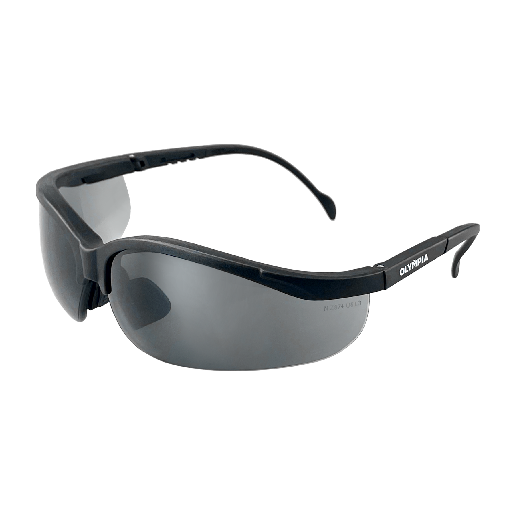 Half-Frame Safety Glasses, Smoke, Anti-Scratch, Anti-Fog, Black