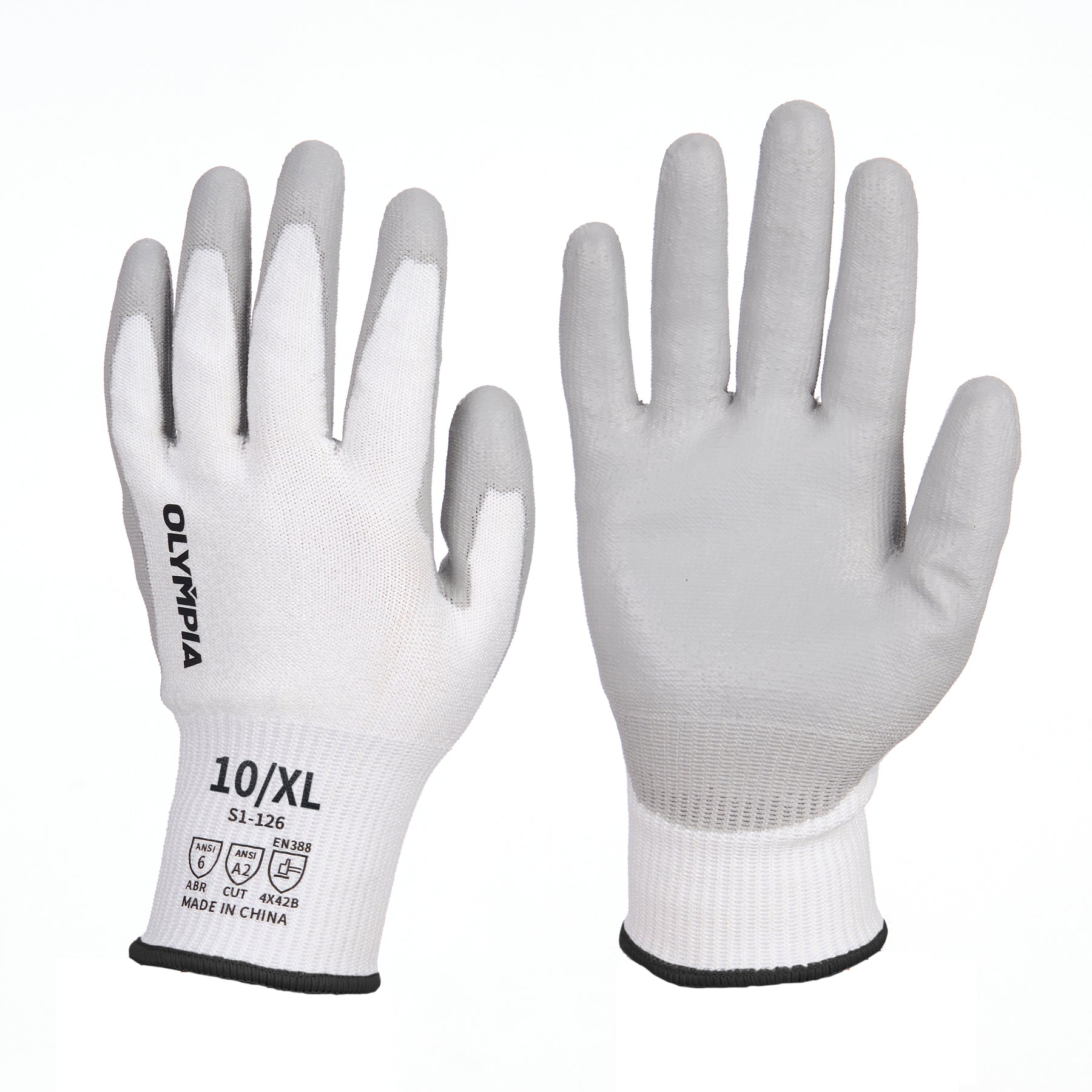 Cut Resistant Gloves, 13ga, Polyurethane Dip, XL/10, 12 pairs
