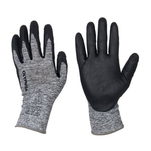 Foam Nitrile Dipped Knit Gloves, 15ga, L/9, Gray/Black, 12 pairs