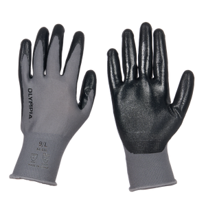 Nitrile Dipped Knit Gloves, 13ga, L/9, Gray/Black, 12 pairs