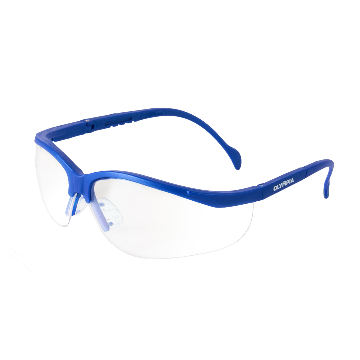 Half-Frame Safety Glasses, Anti-Scratch, Anti-Fog, Blue, 1 pair