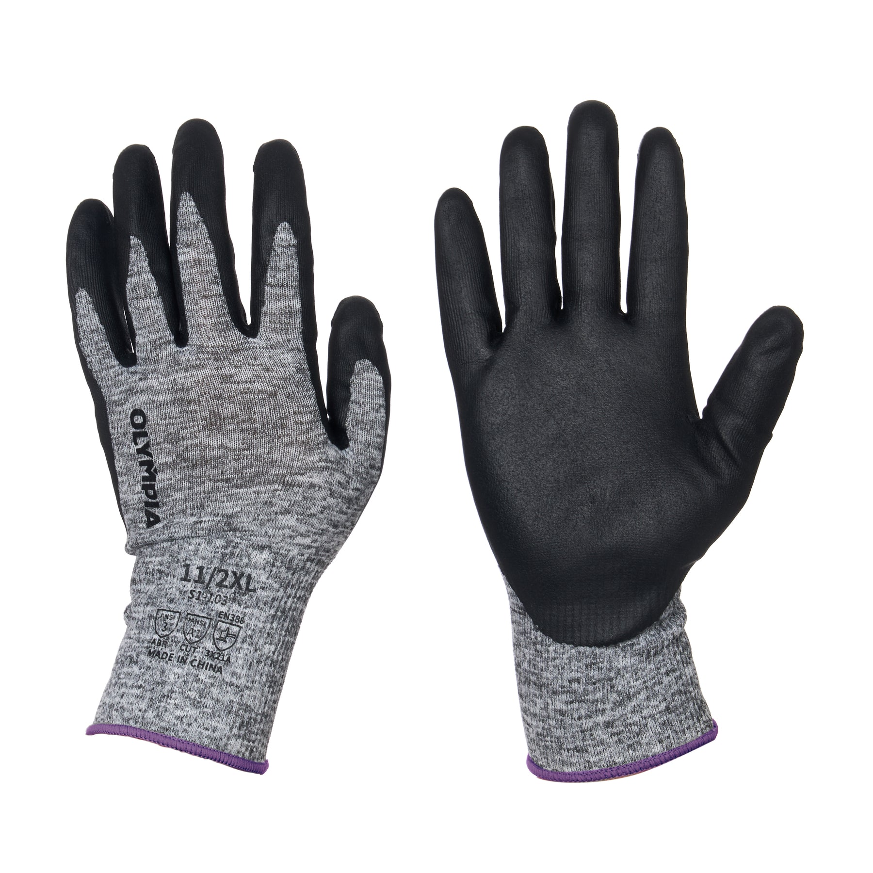 Nitrile Dipped Knit Gloves, XXL/11, Foam, Gray/Black, 12 Pairs