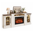 72" Fireplace TV Stand Up to 80" TVs, 42" Modern Electric Fireplace with Mantel, Farmhouse Entertainment Center with Concealed 3 Drawers for Living Room, Adjustable Brightness & Low Noise