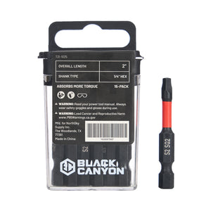 Impact Screwdriver Bits, Square SQ2, 15-pack