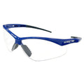 Safety Glasses, Half-Frame, Clear Lens, Anti-Scratch/Anti-Fog, Blue