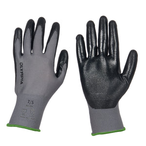 Nitrile Dipped Knit Gloves, 13ga, S/7, Gray/Black, 12 pairs