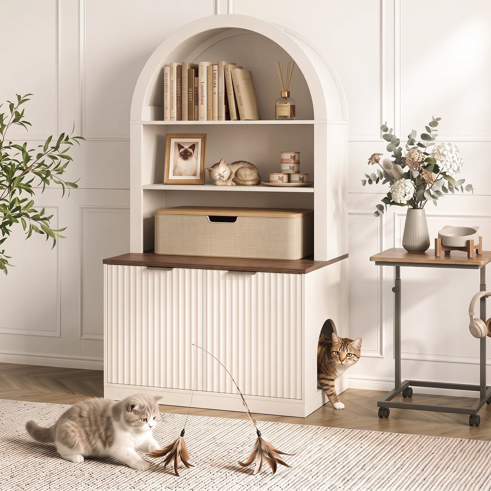 NORTHSKY Cat Litter Box Enclosure with Storage, Fits Most Cat Litter Boxes