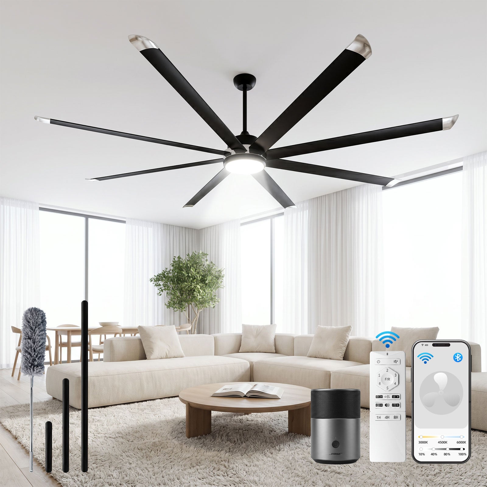 95" Ceiling Fan with Light