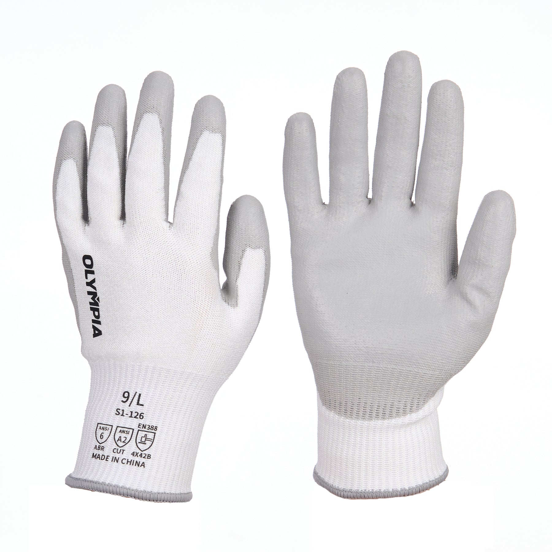 Cut Resistant Gloves, 13ga, Polyurethane Dip, L/9, 12 pairs