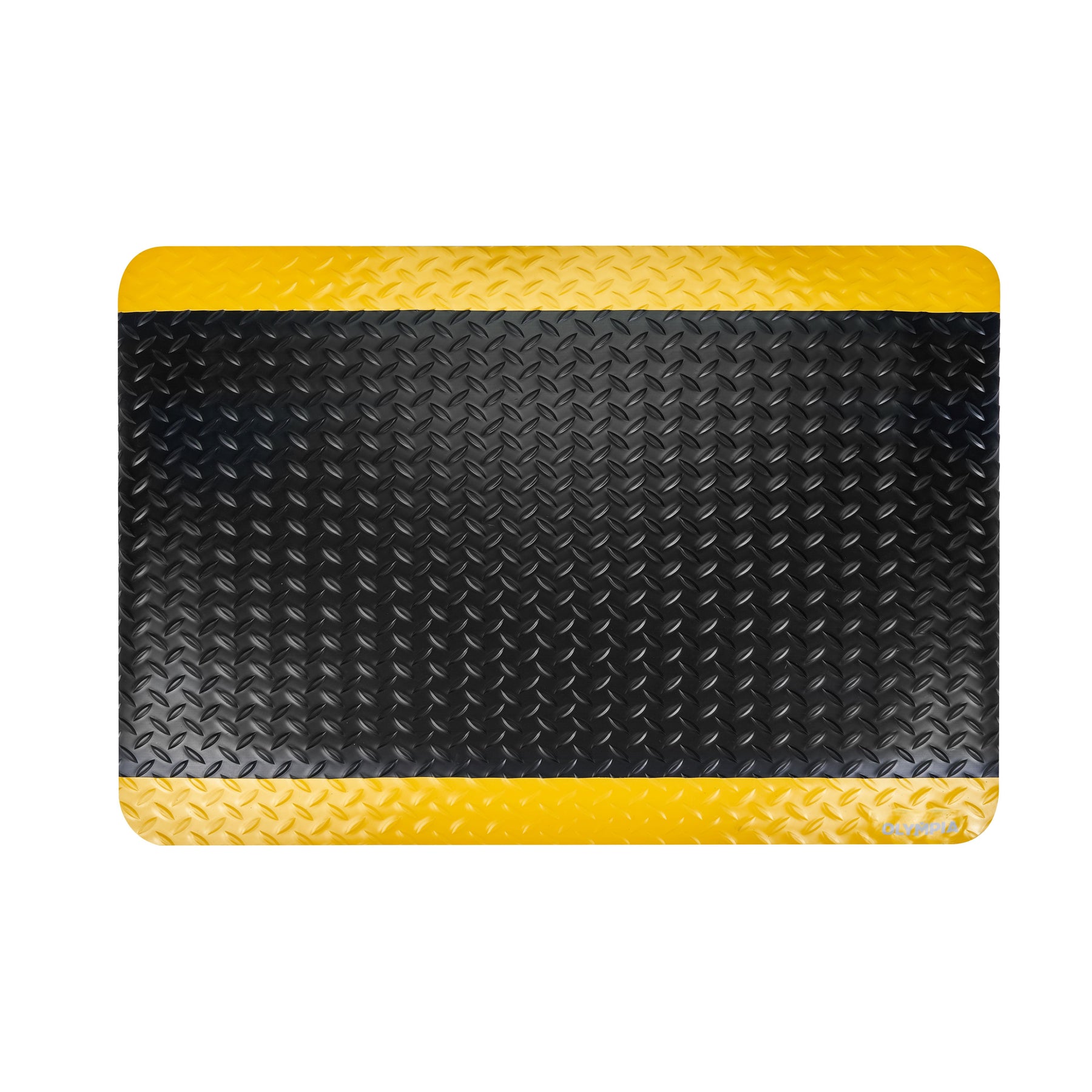 Diamond Plate Anti-Fatigue Mat, 3 x 2 ft, 15/16" Thick, Safety Border