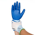 Nitrile Dipped Knit Gloves, S/7, Smooth, White/Blue, 12 Pairs