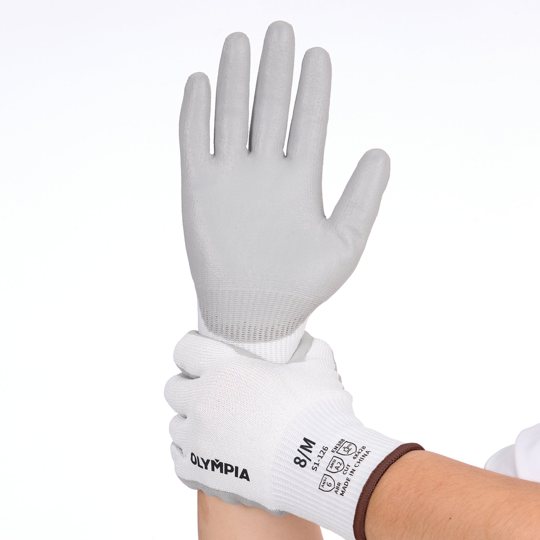Cut Resistant Gloves, 13ga, Polyurethane Dip, M/8, 12 pairs