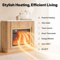 NORTHSKY 39" Electric Fireplace with Mantel, Farmhouse Curved Fluted Fireplace Heater with 23" Insert LED Crystal Flame Effect, Freestanding Wood Electric Fireplace W/Drawer for Living Room Bedroom