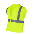 Hi-Vis Vest, ANSI Class 2, Mesh, Zipper, Lime, XL, 10-pack