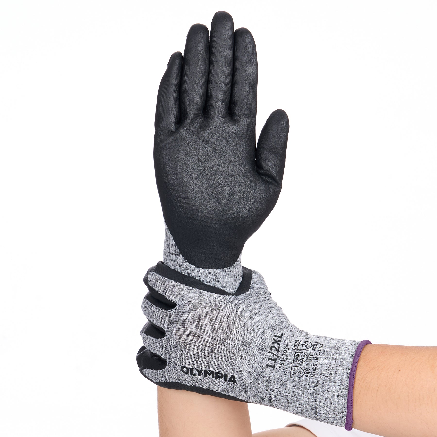 Nitrile Dipped Knit Gloves, XXL/11, Foam, Gray/Black, 12 Pairs