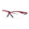 Safety Glasses, Half-Frame, Clear Lens, Anti-Scratch/Anti-Fog, Red