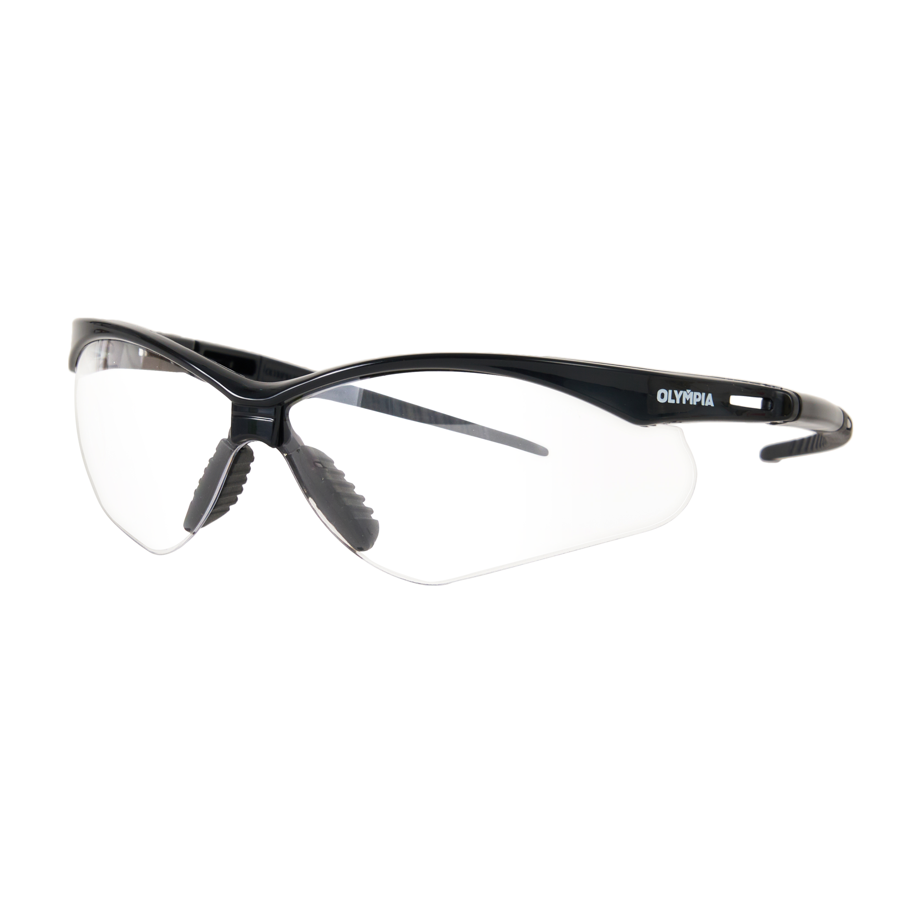 Safety Glasses, Half-Frame, Clear, Anti-Scratch/Anti-Fog, Black