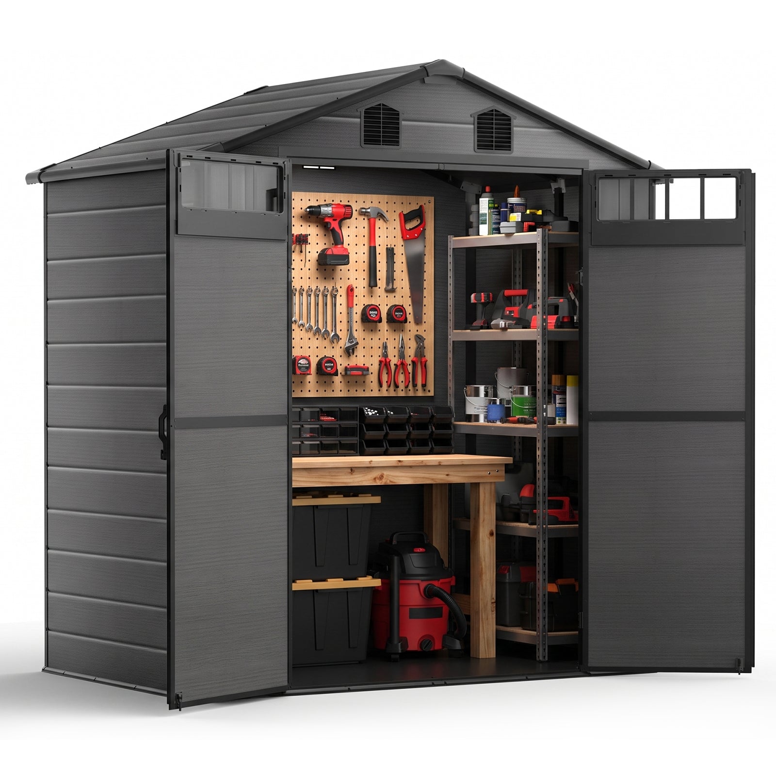 NORTHSKY Outdoor Storage Shed, 6 x 4.5 FT Plastic Storage Shed with Floor