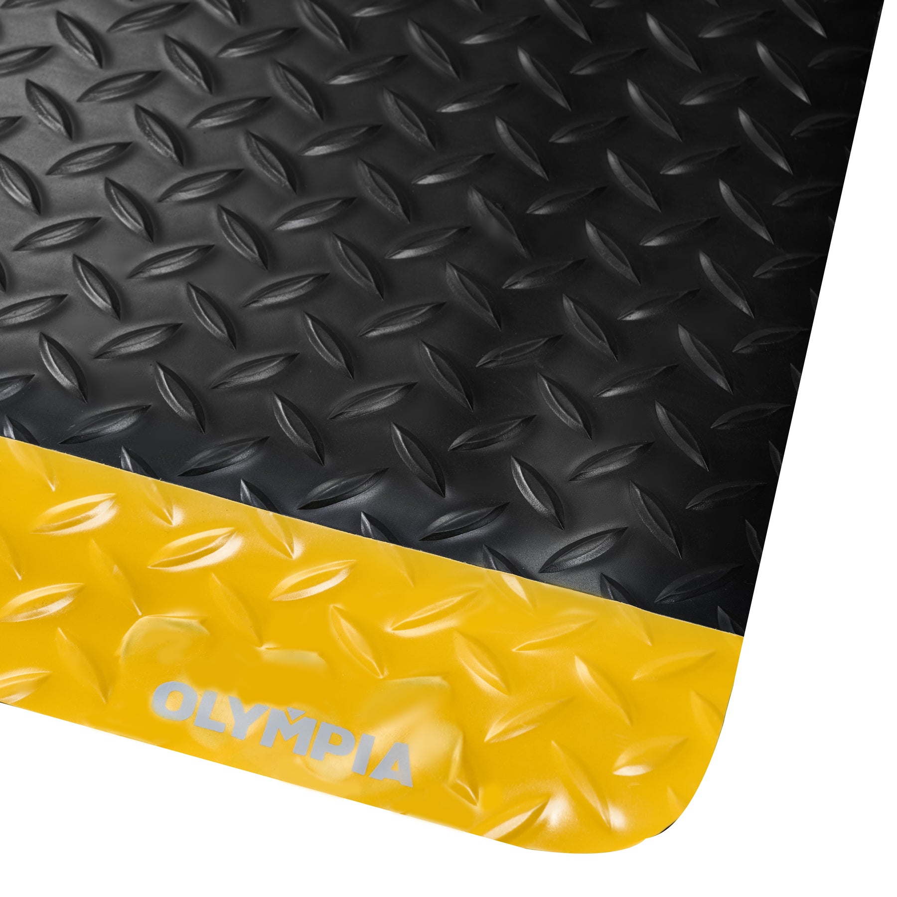 Diamond Plate Anti-Fatigue Mat, 8 x 3 ft, 15/16" Thick, Safety Border