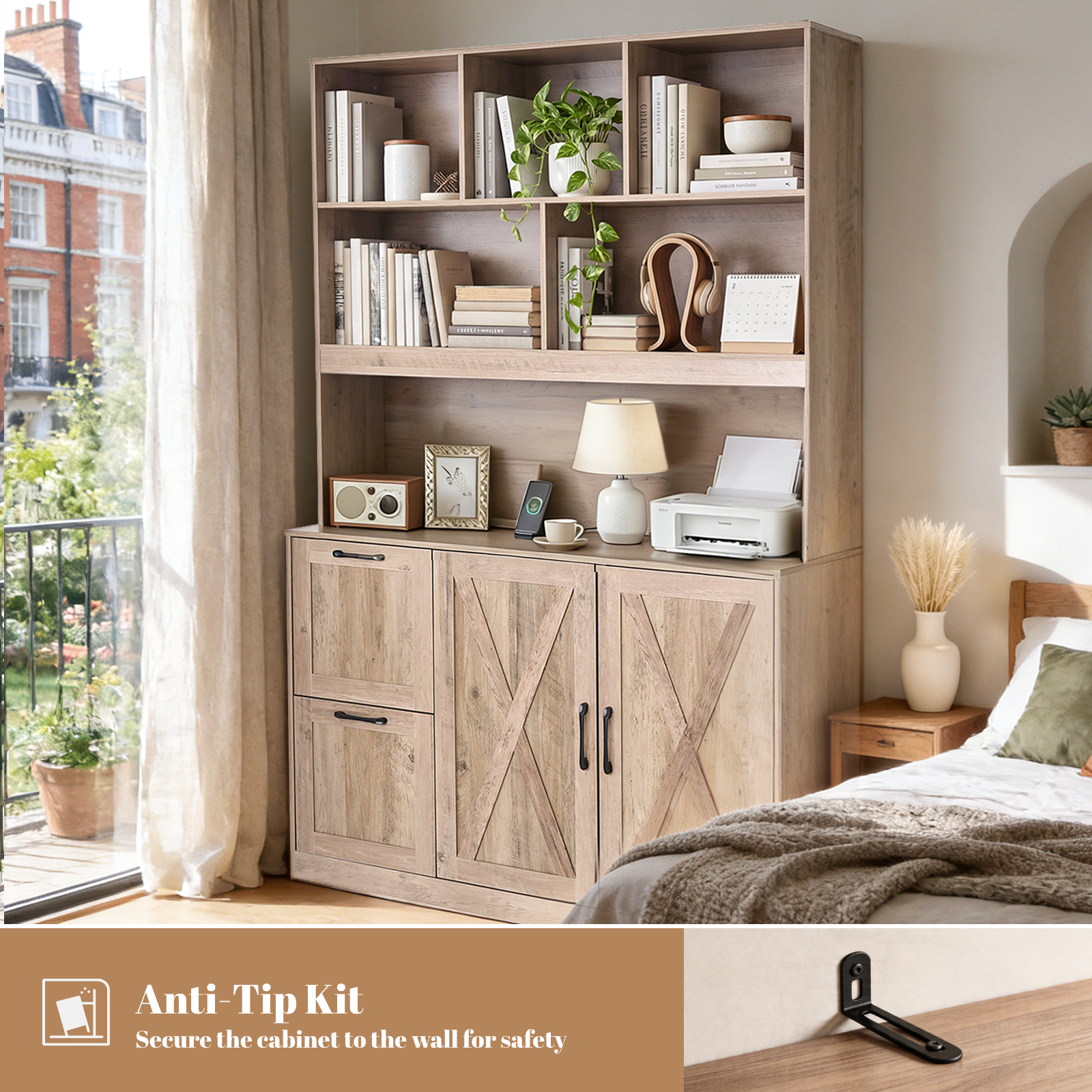 Two-Drawer Bookcase, Ivory