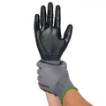 Nitrile Dipped Knit Gloves, 13ga, S/7, Gray/Black, 12 pairs