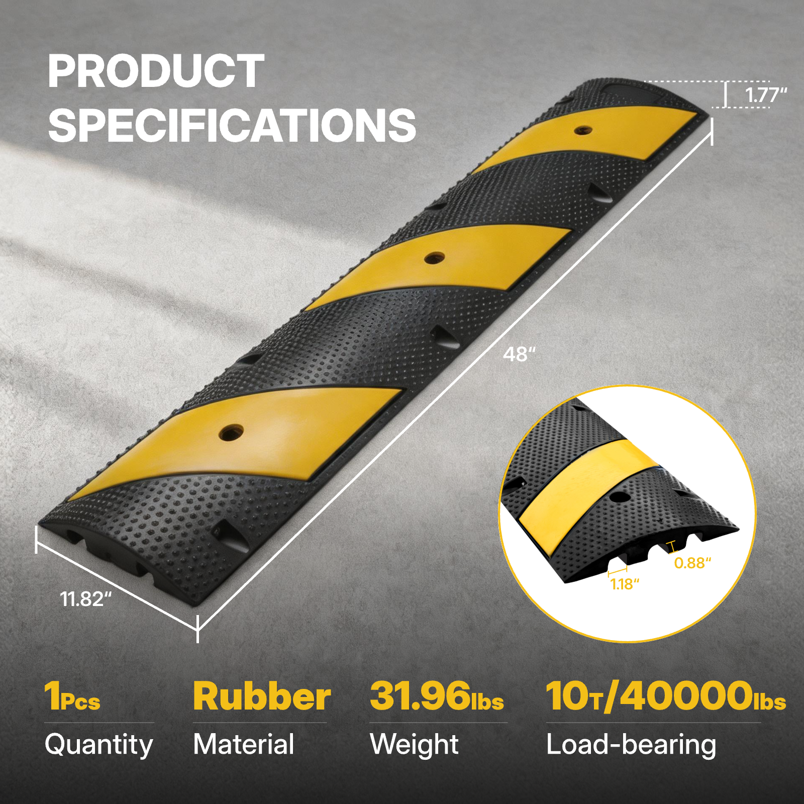 4 ft Speed Bump with Installation Kits