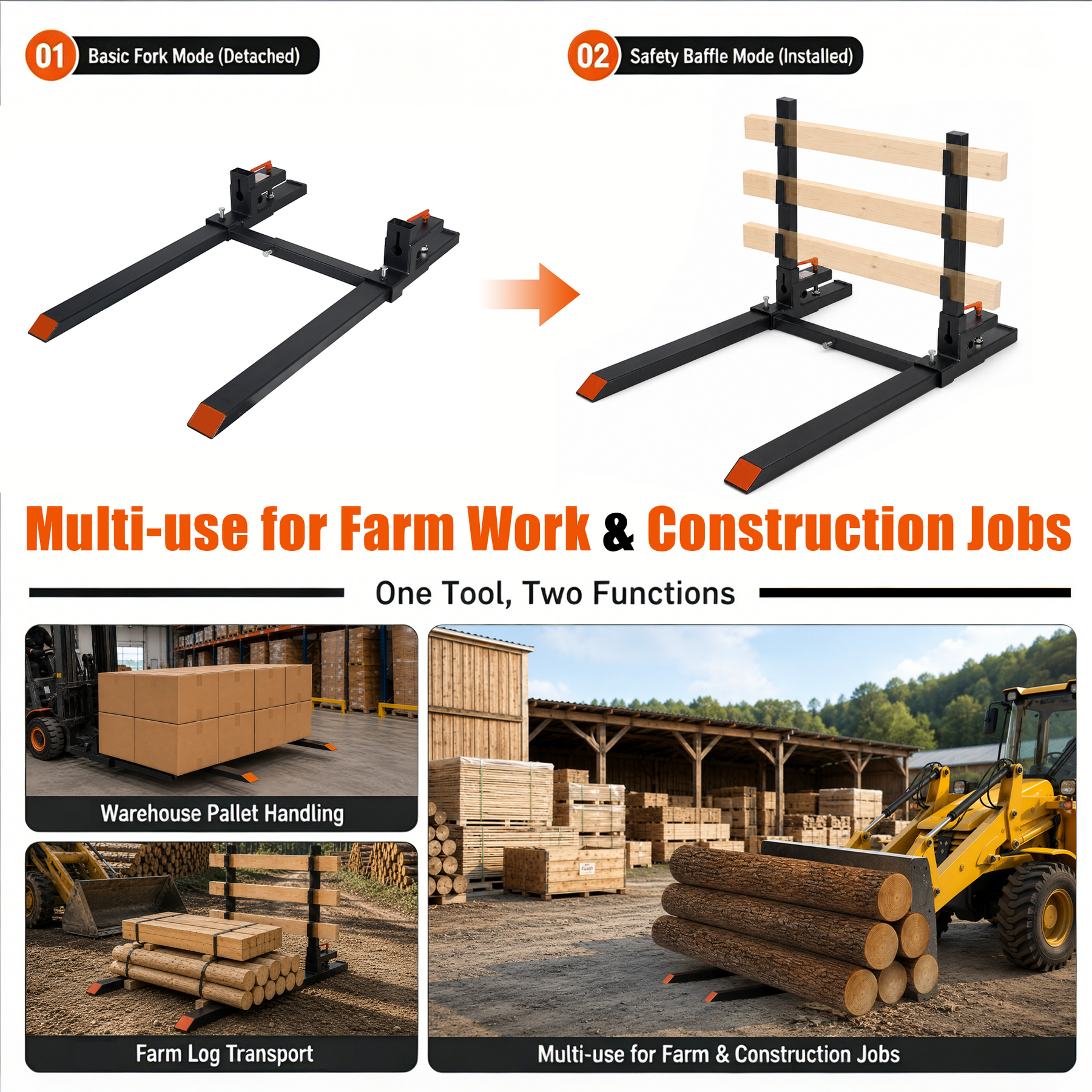 60" Pallet Fork with Uprights and Linkages