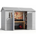 NORTHSKY 10x6 FT Shed with Floor, Large Resin Storage Shed with Windows