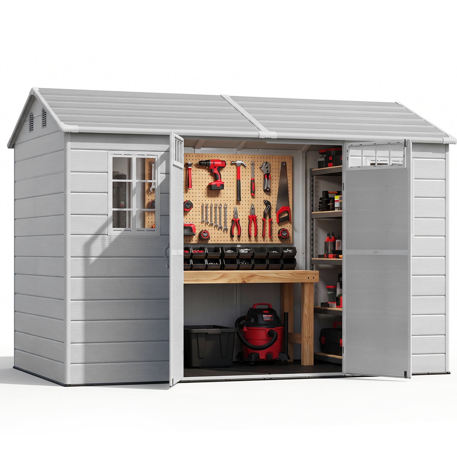NORTHSKY 10x6 FT Shed with Floor, Large Resin Storage Shed with Windows
