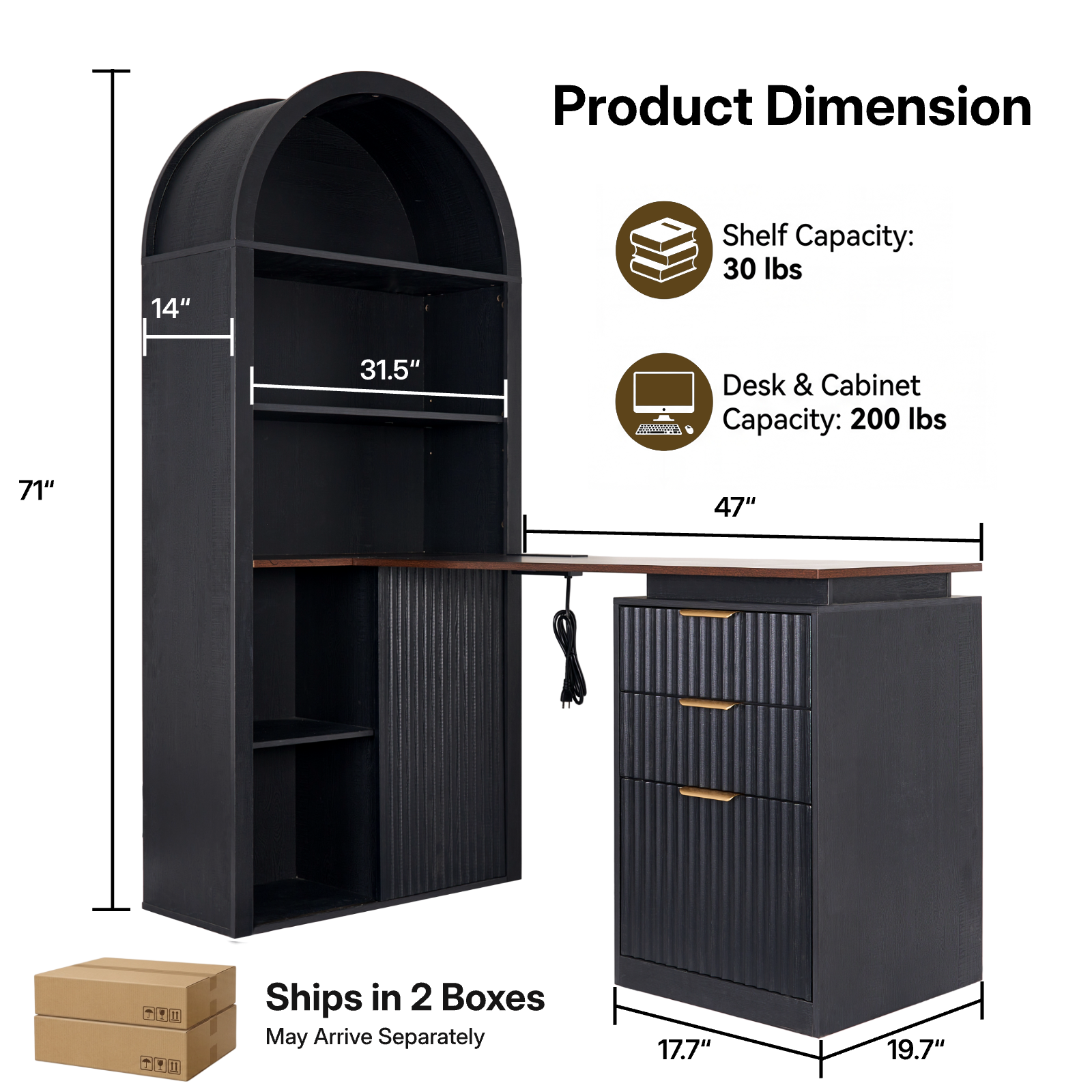 Desk with an Arched Frame, Black