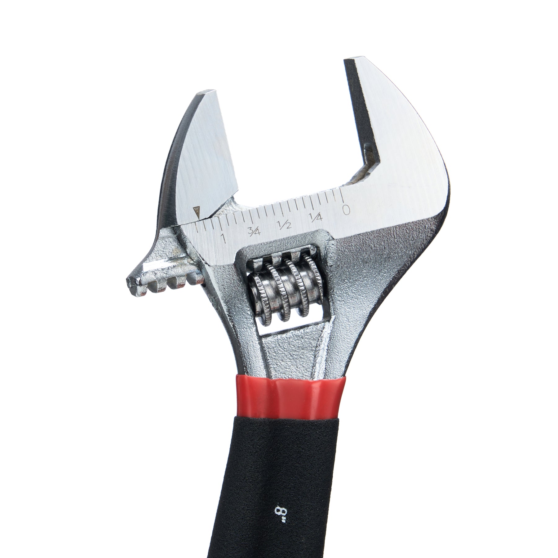 8 in Adjustable Wrench with Comfort Grip, 1-3/16 in Jaw, Chrome