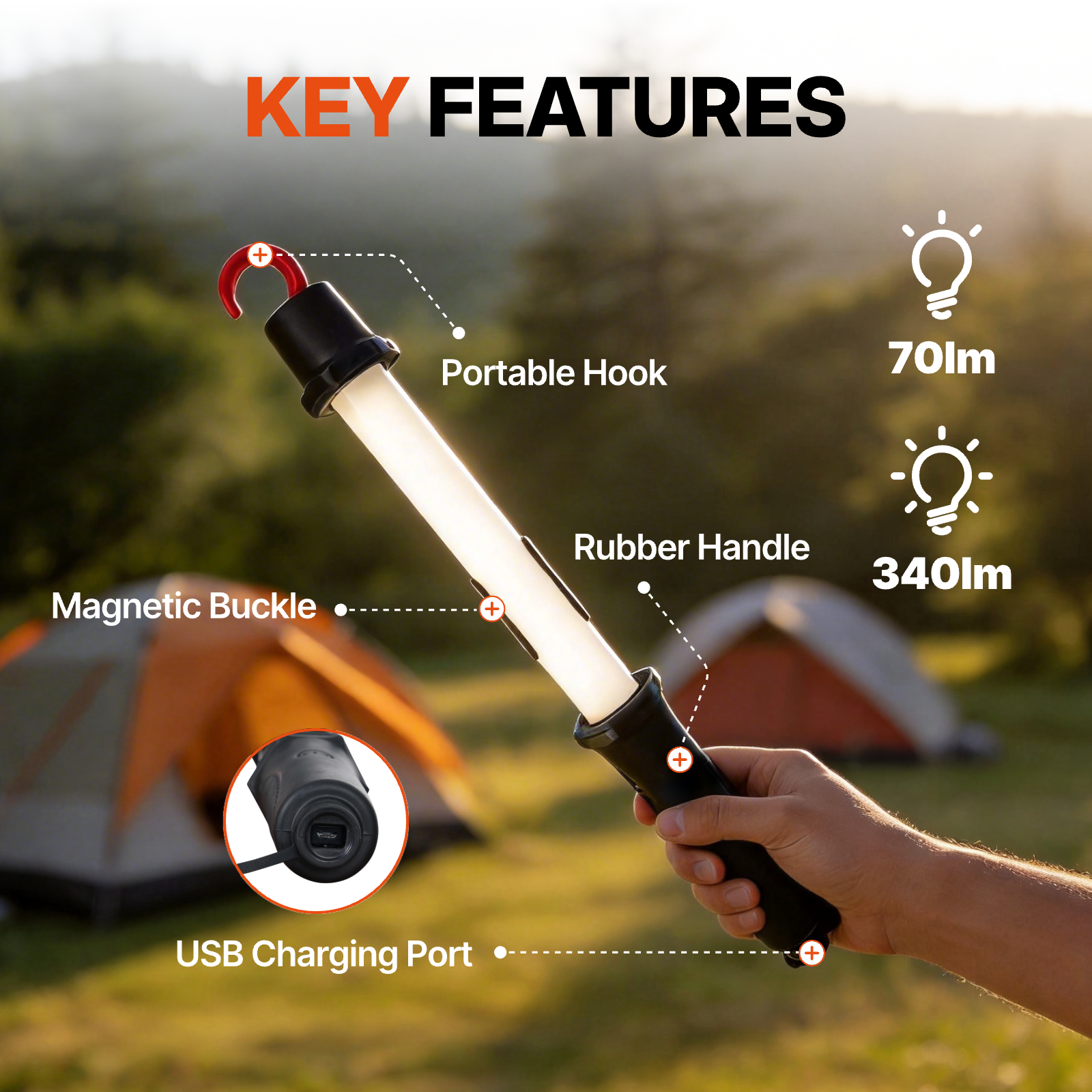340 Lumen Rechargeable LED Hand Lamp
