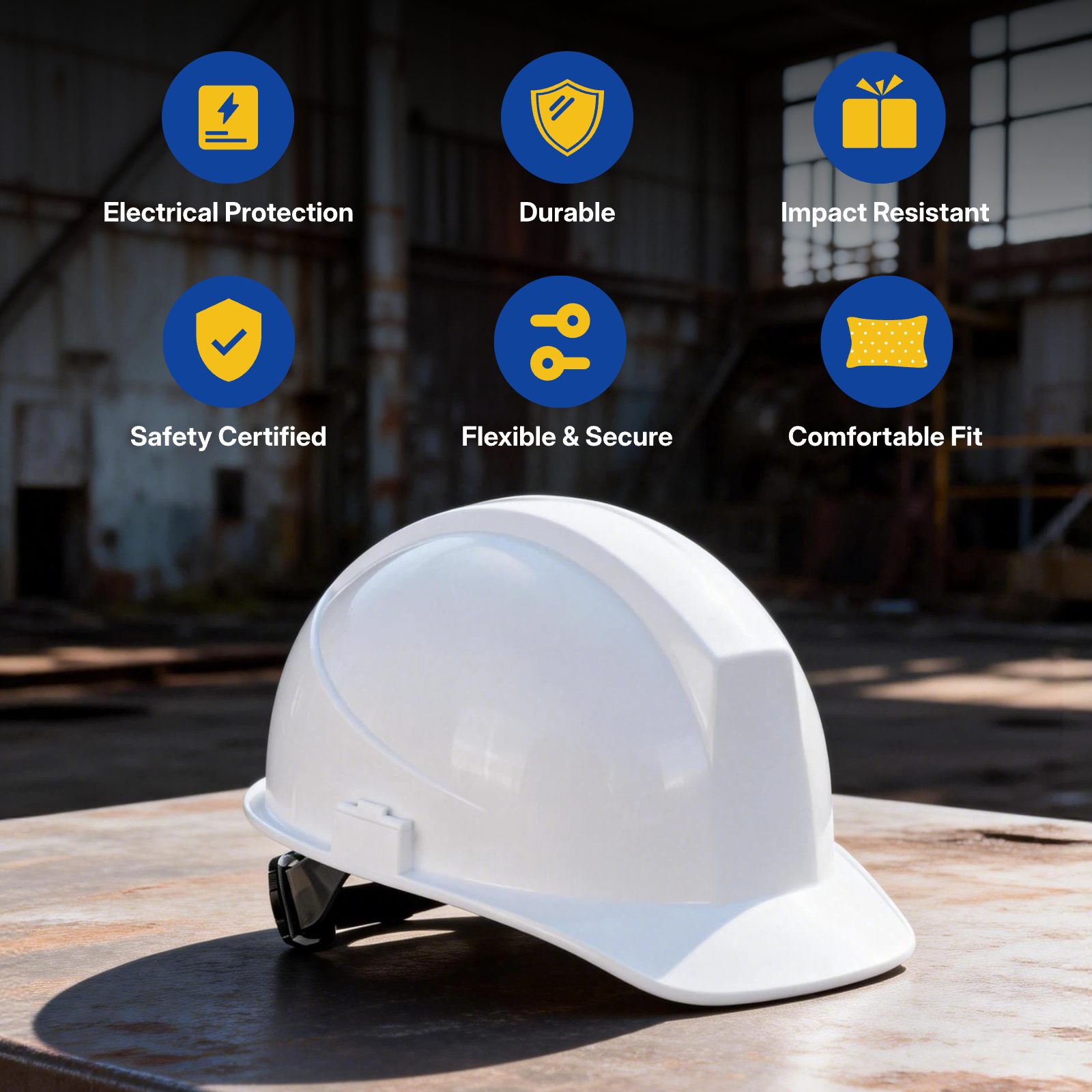 Front Brim Safety Helmet, White-8pcs