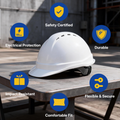 Vented Front Brim Safety Helmet, White-8pcs