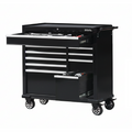 Rolling Tool Cabinet, 10 Drawers, 42" x 18", Black