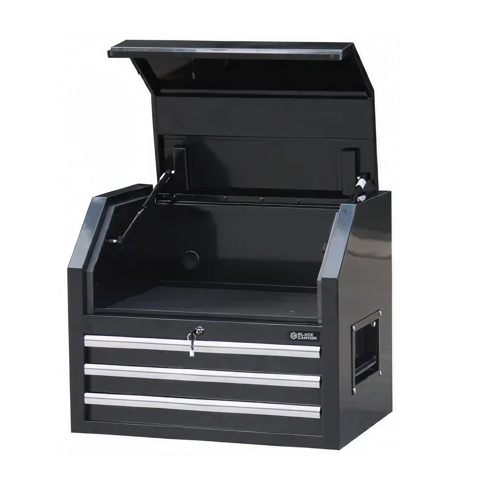 Flip-Top Chest, 3 Drawers, 27" x 18", Black
