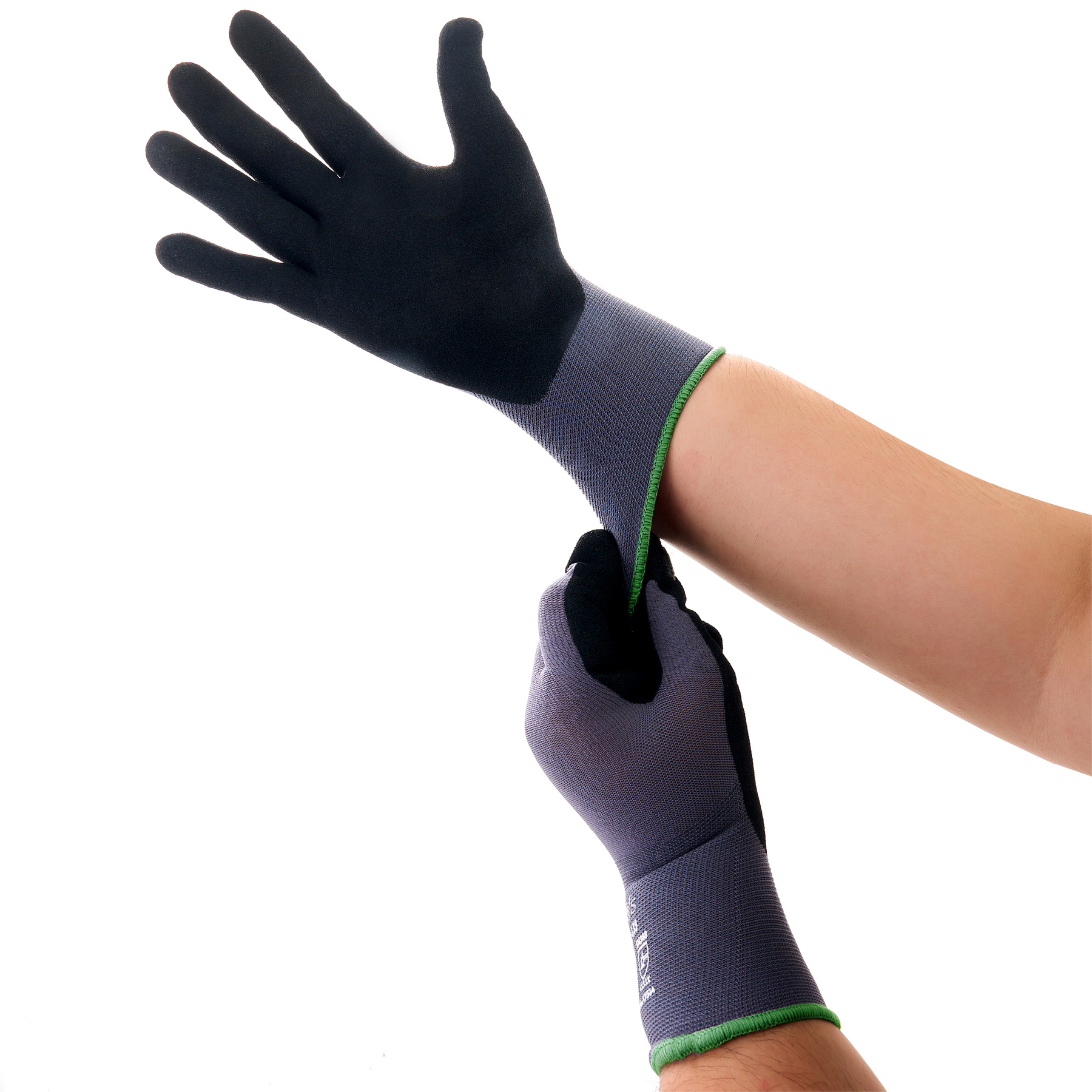 Sandy Nitrile Dipped Knit Gloves, S/7, Gray / Black, 12 Pairs