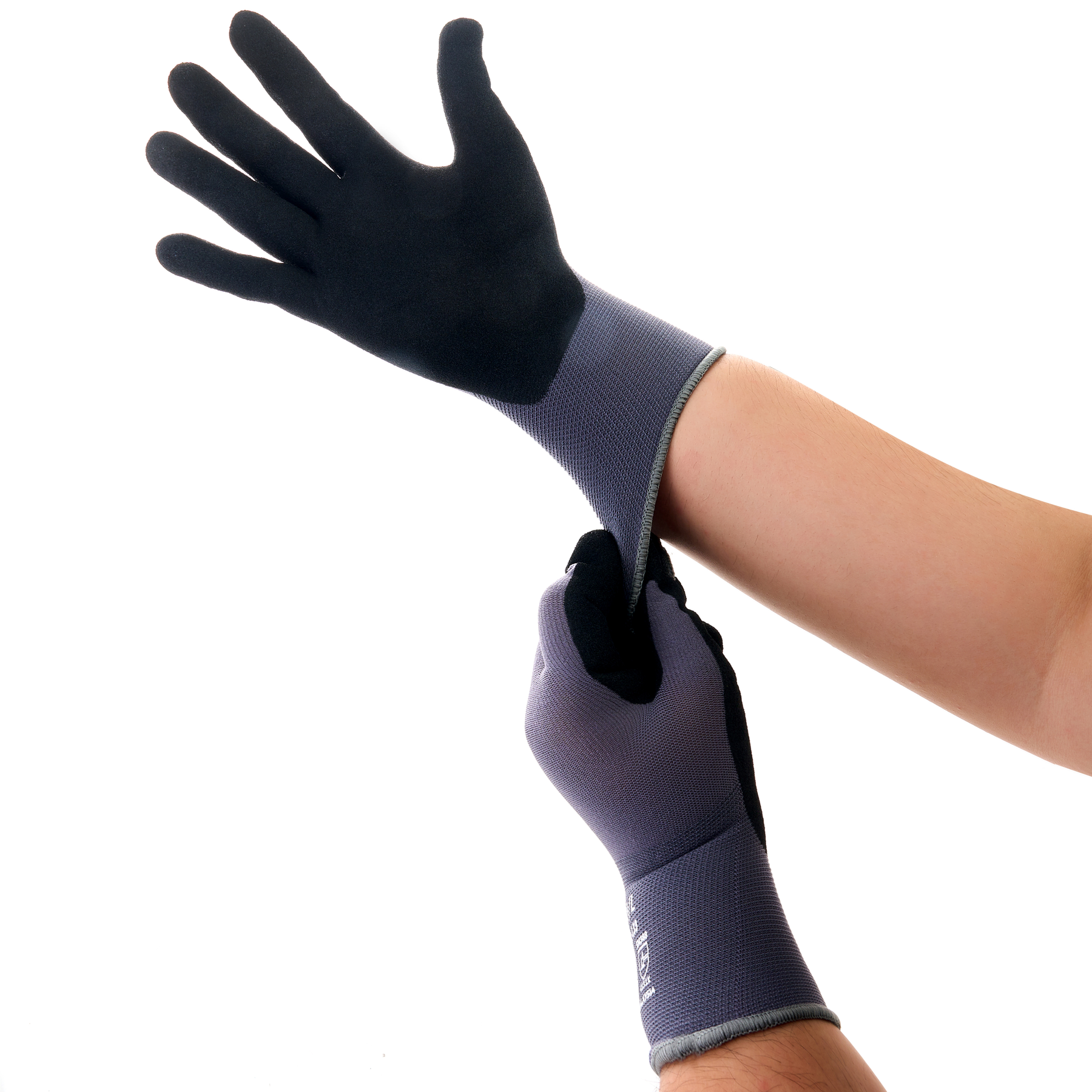 Sandy Nitrile Dipped Knit Gloves, L/9, Gray / Black, 12 Pairs