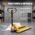 Standard Manual Pallet Jack, 48" x 27", 5500lb Capacity, Yellow