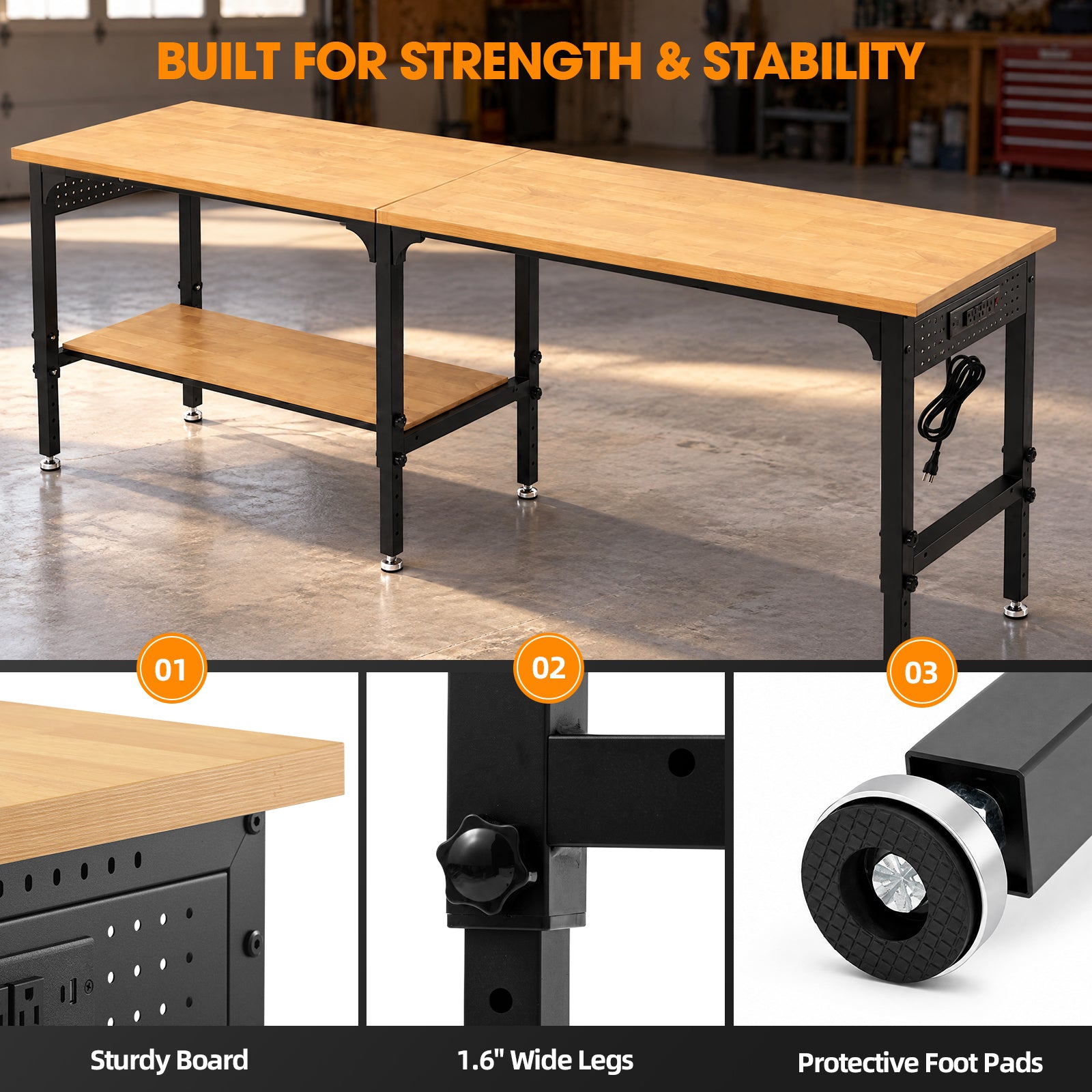Northsky 94"x 24" Heavy Duty Workbench 5000 Lbs Capacity, Adjustable Height
