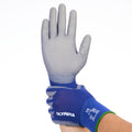 Polyurethane Dipped Knit Gloves, S/7, Smooth, Blue/Gray, 12 Pairs