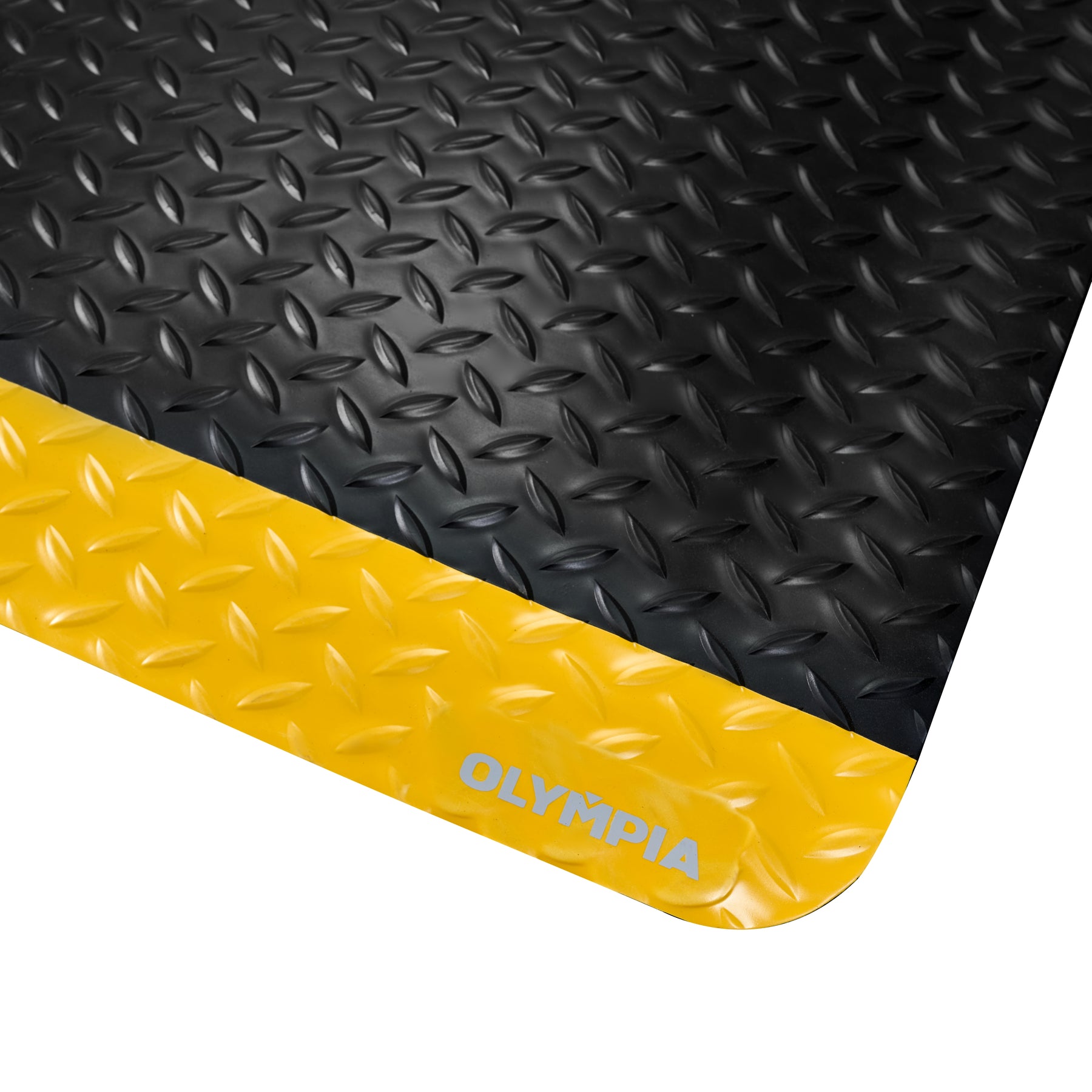 Diamond Plate Anti-Fatigue Mat, 5 x 3 ft, 15/16" Thick, Safety Border