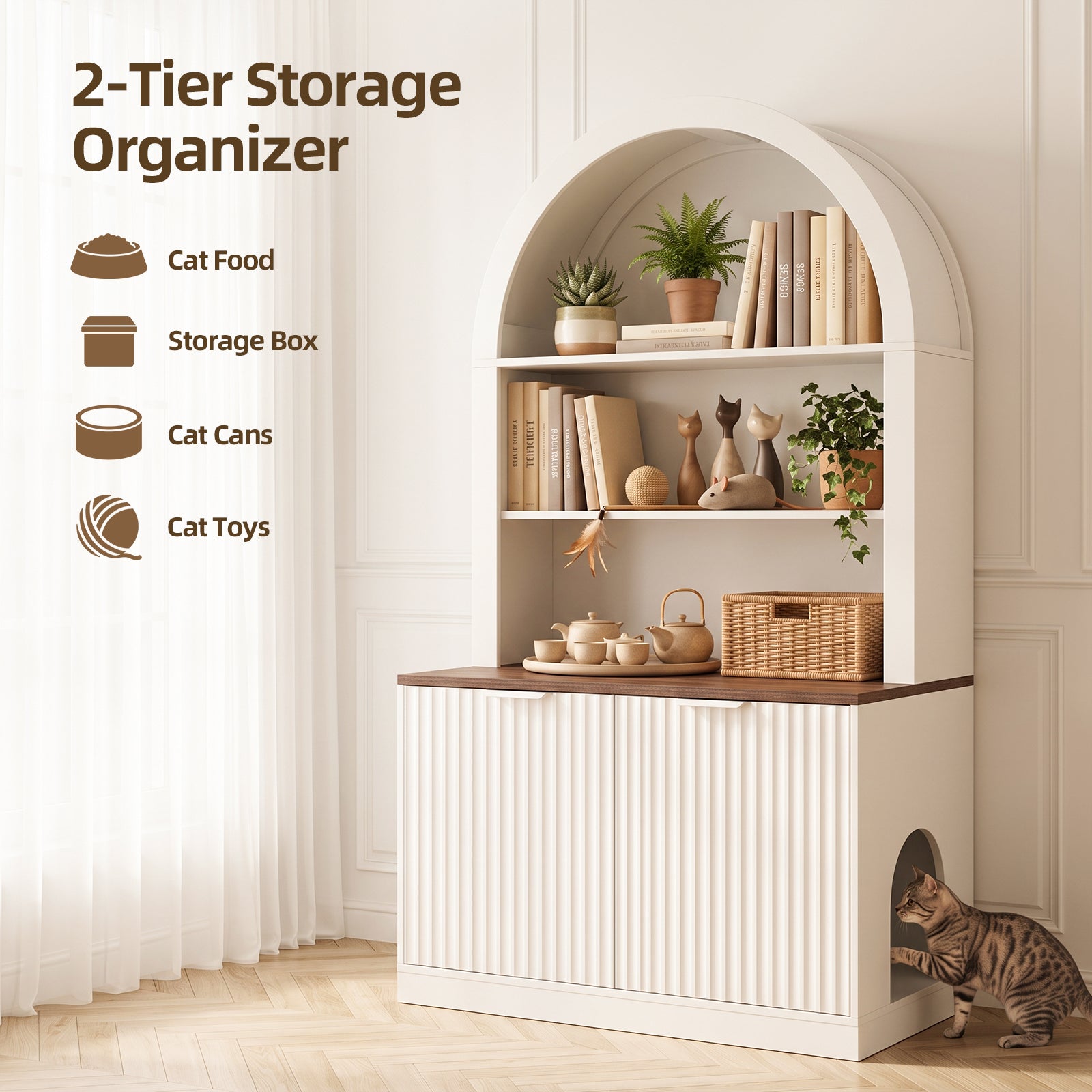 NORTHSKY Cat Litter Box Enclosure with Storage, Fits Most Cat Litter Boxes