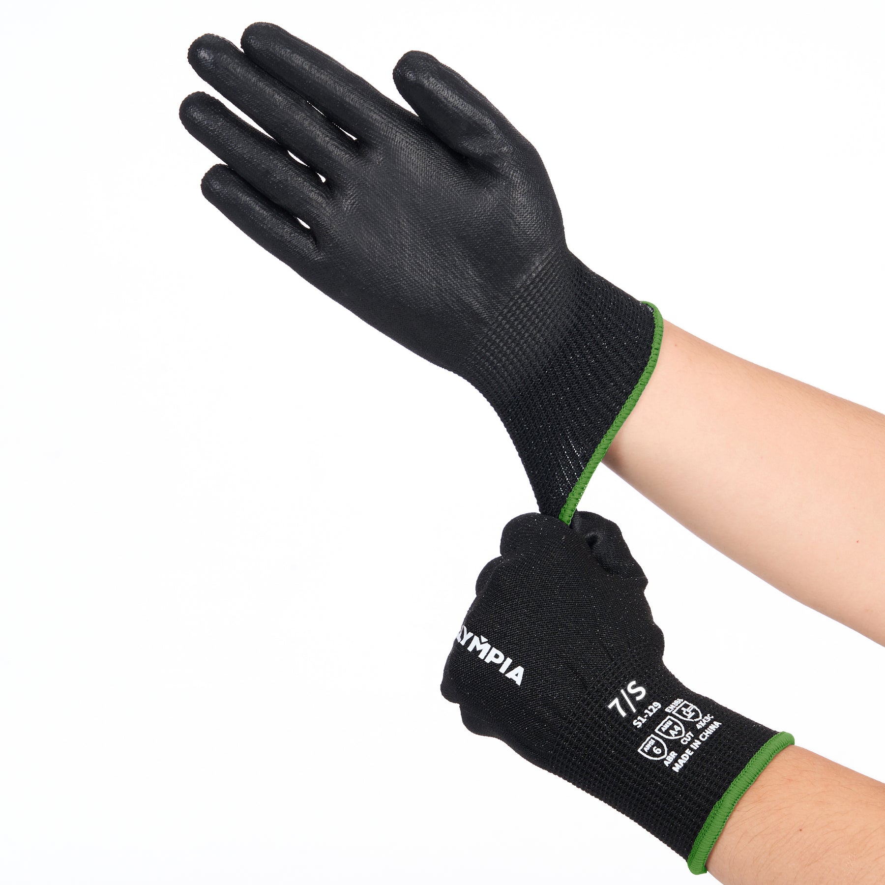 Cut-Resistant Gloves, S/7, Sandy, Black, Cut Level A4, 12 Pairs