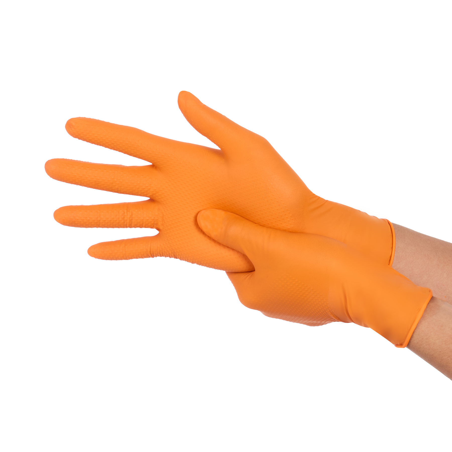 Disposable Nitrile Gloves, 8 mil, Diamond, Orange, S/7, 100 count