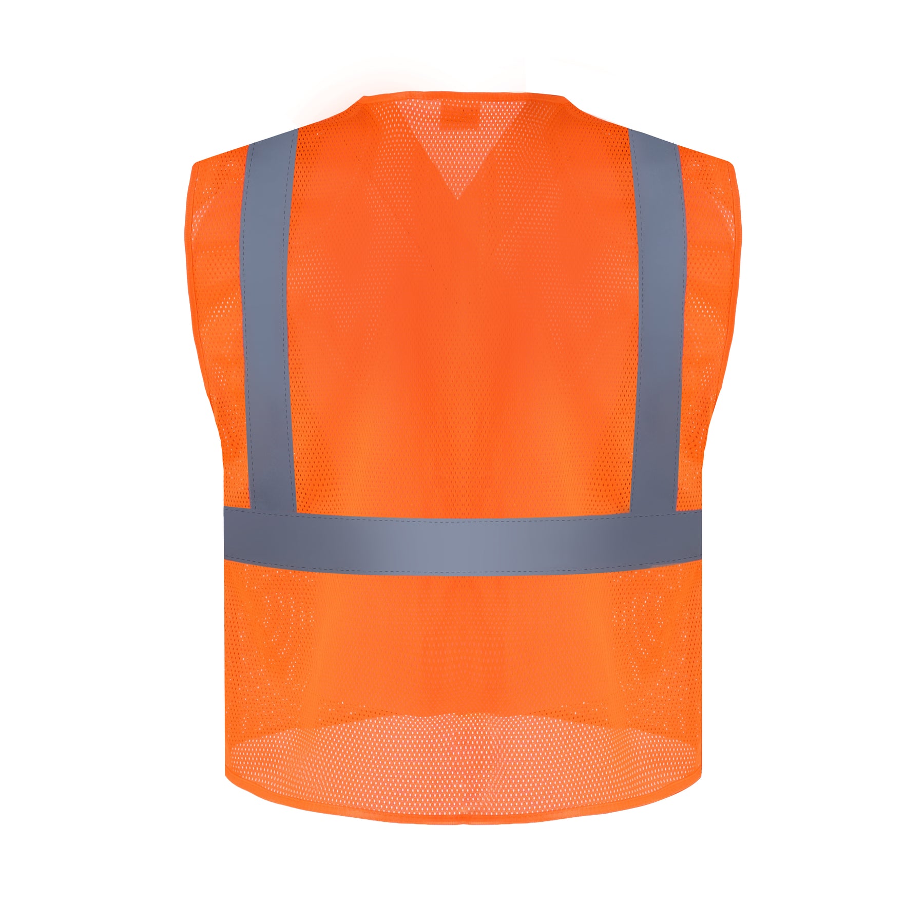 High-Visibility Vest, ANSI Class 2, Orange, M, Zipper, Bag of 10