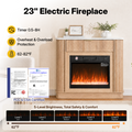 NORTHSKY 39" Electric Fireplace with Mantel, Farmhouse Curved Fluted Fireplace Heater with 23" Insert LED Crystal Flame Effect, Freestanding Wood Electric Fireplace W/Drawer for Living Room Bedroom