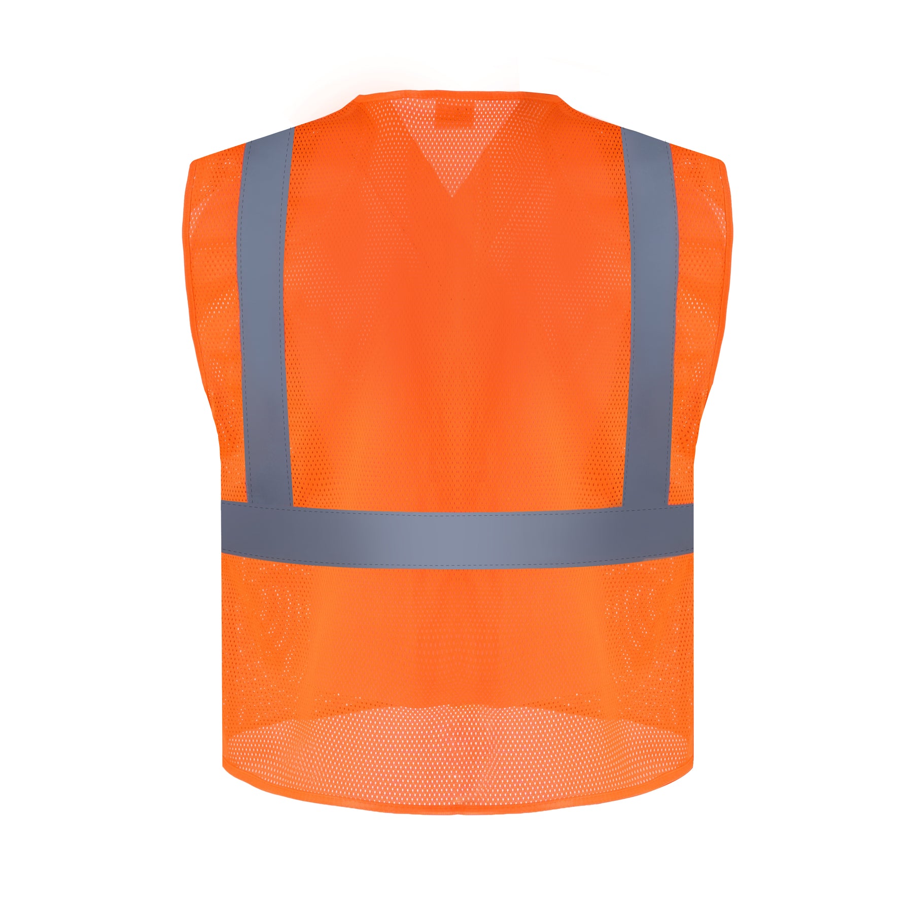 Hi-Vis Vest, ANSI Class 2, Mesh, Zipper, Orange, L, 10-pack